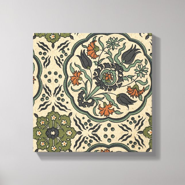 Decorative Floral Persian Tile Design Canvas Print (Front)
