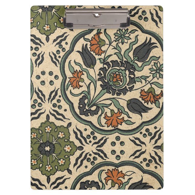 Decorative Floral Persian Tile Design Clipboard (Front)