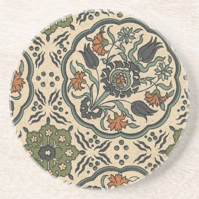 Decorative Floral Persian Tile Design Coaster (Front)