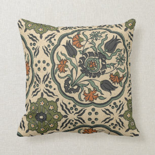 Decorative Floral Persian Tile Design Cushion
