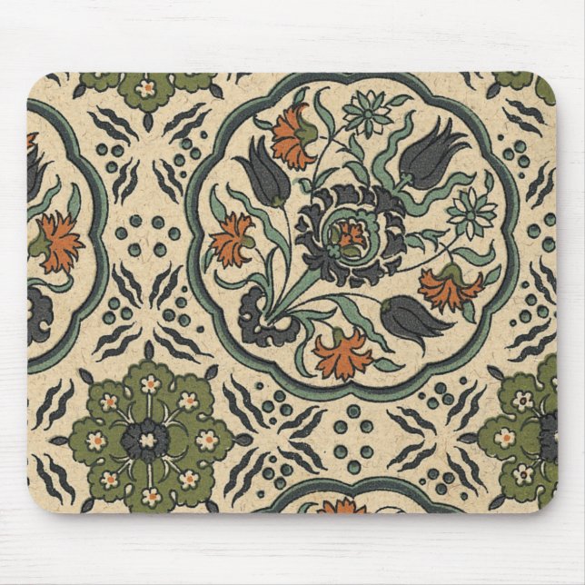 Decorative Floral Persian Tile Design Mouse Mat (Front)
