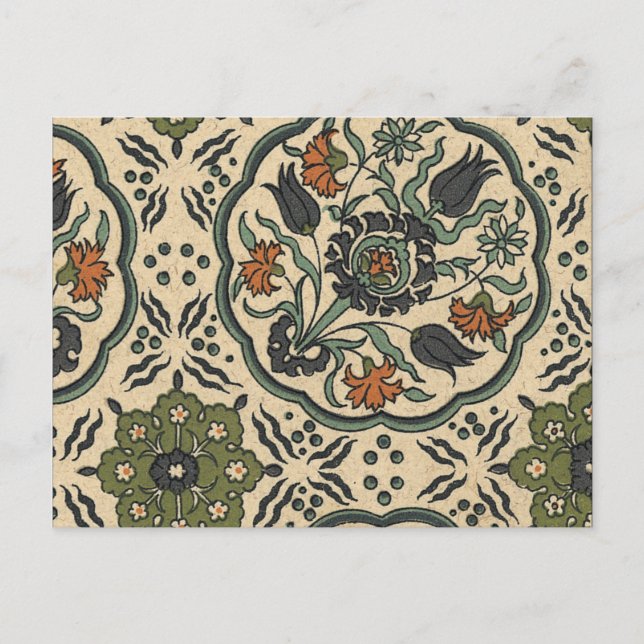 Decorative Floral Persian Tile Design Postcard (Front)