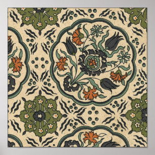 Decorative Floral Persian Tile Design Poster