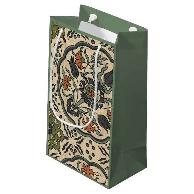 Decorative Floral Persian Tile Design Small Gift Bag (Back Angled)