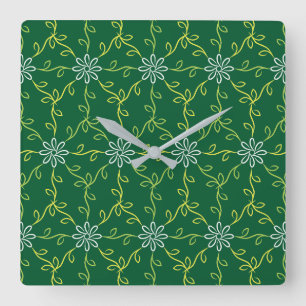 Decorative Floral Seamless Pattern Square Wall Clock