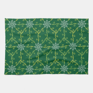 Decorative Floral Seamless Pattern Tea Towel