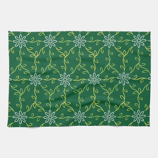 Decorative Floral Seamless Pattern Tea Towel (Horizontal)