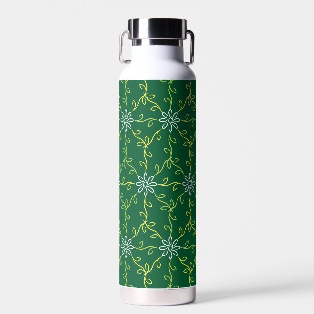 Decorative Floral Seamless Pattern Water Bottle (Front)