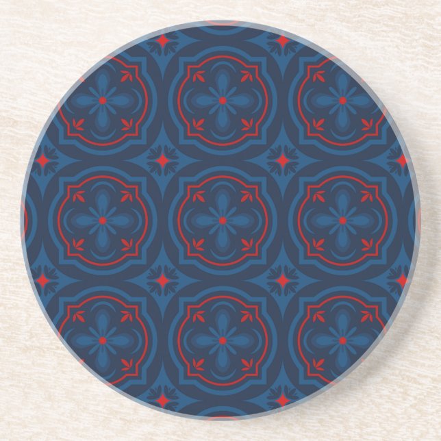 Decorative Floral Tile Pattern Coaster (Front)