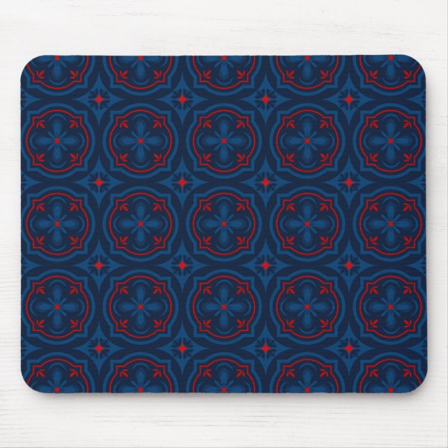Decorative Floral Tile Pattern Mouse Mat (Front)