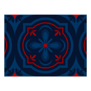 Decorative Floral Tile Pattern Poster