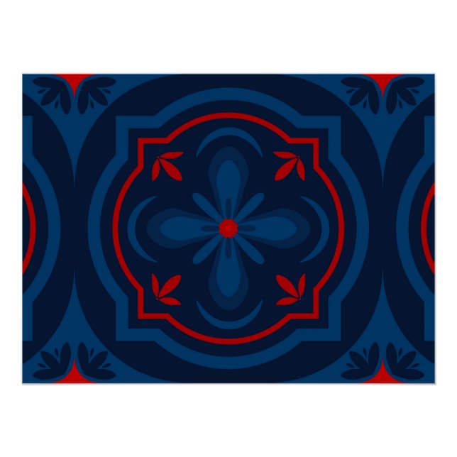 Decorative Floral Tile Pattern Poster (Front)