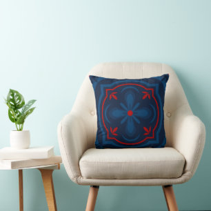 Decorative floral tiles pattern cushion