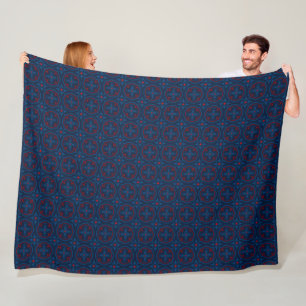 Decorative floral tiles pattern fleece blanket
