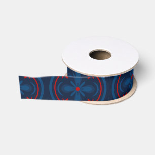 Decorative floral tiles pattern grosgrain ribbon