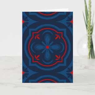 Decorative floral tiles pattern holiday card
