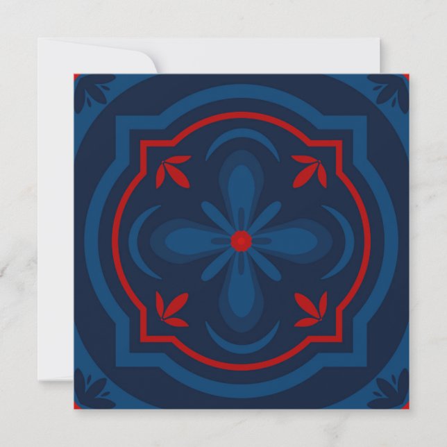 Decorative floral tiles pattern  holiday card (Front)