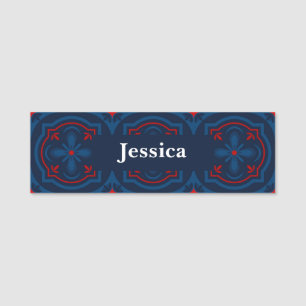Decorative floral tiles pattern  name tag