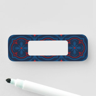 Decorative floral tiles pattern name tag