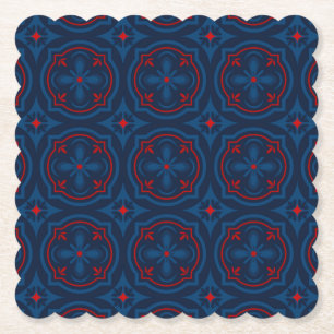 Decorative floral tiles pattern paper coaster