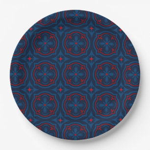 Decorative floral tiles pattern  paper plate