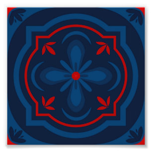 Decorative floral tiles pattern photo print
