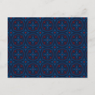 Decorative floral tiles pattern postcard