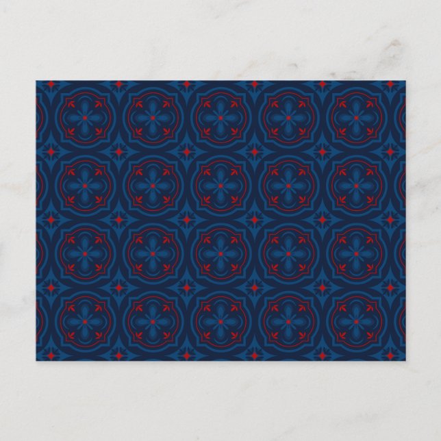 Decorative floral tiles pattern postcard (Front)