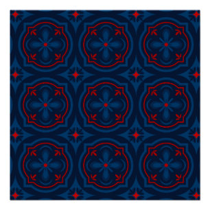 Decorative floral tiles pattern poster