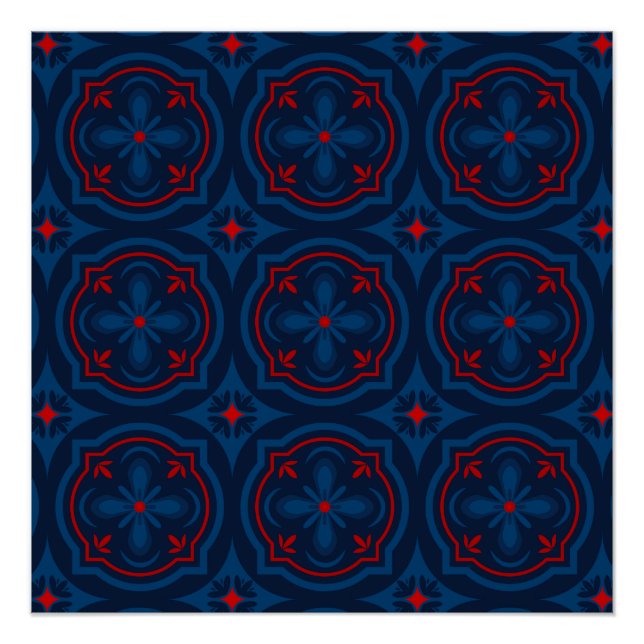 Decorative floral tiles pattern  poster (Front)