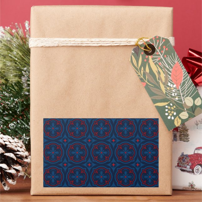 Decorative floral tiles pattern  rectangular sticker (Holiday)