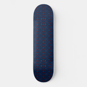 Decorative floral tiles pattern skateboard