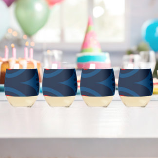 Decorative floral tiles pattern stemless wine glass