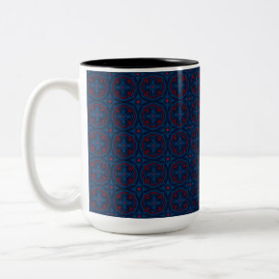 Decorative floral tiles pattern Two-Tone coffee mug