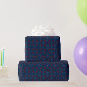 Decorative floral tiles pattern wrapping paper
