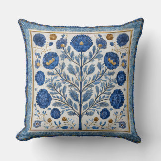 Decorative Floral & Tree Throw Pillow