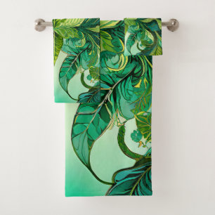 Decorative Floral Tropical Bath Towel Set