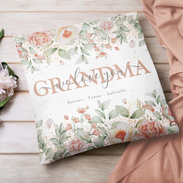 Decorative Floral 'we love you' GRANDMA Cushion (Creator Uploaded)