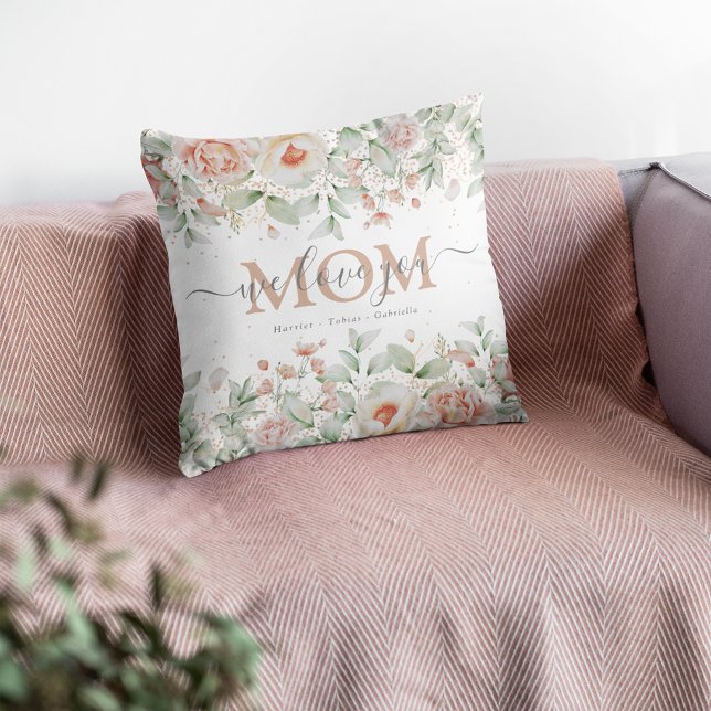Decorative Floral 'we love you' MOM Personalised  Cushion (Creator Uploaded)