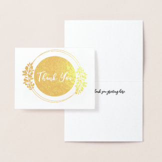 Decorative Floral Wreath Wedding Thank You Foil Card