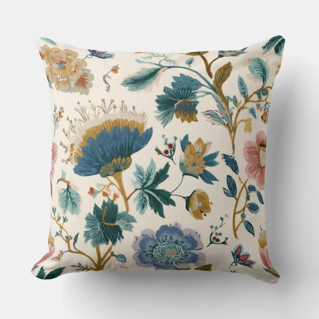 Decorative Florals Pattern Throw Pillow (Front)