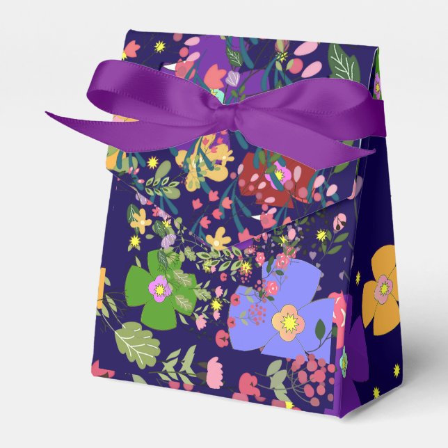 Decorative Florals Tent  Favour Box (Front Side)