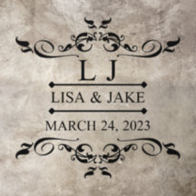 Decorative Flourish Border Name and Date Wedding