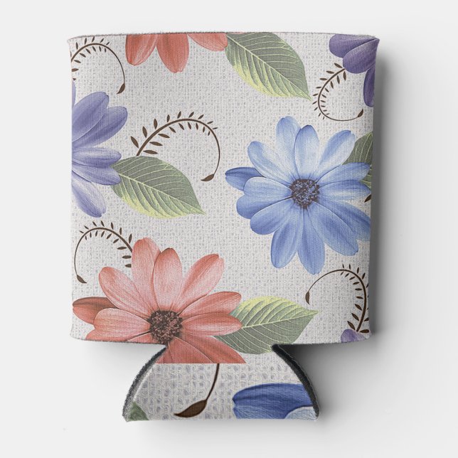 Decorative flower oil paint tiles. can cooler (Front)