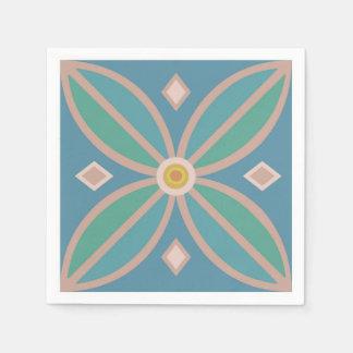 Decorative flower pretty teals and pinks napkin