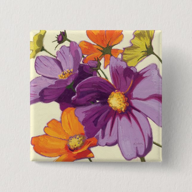 Decorative Flowers 15 Cm Square Badge (Front)