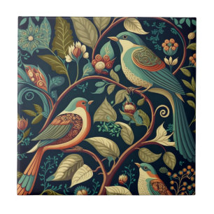 Decorative Flowers and Birds Tile
