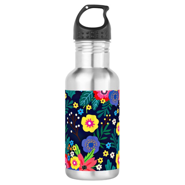 Decorative Flowers And Leaves Pattern-48675 532 Ml Water Bottle (Front)