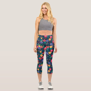Decorative Flowers And Leaves Pattern-48675 Capri Leggings
