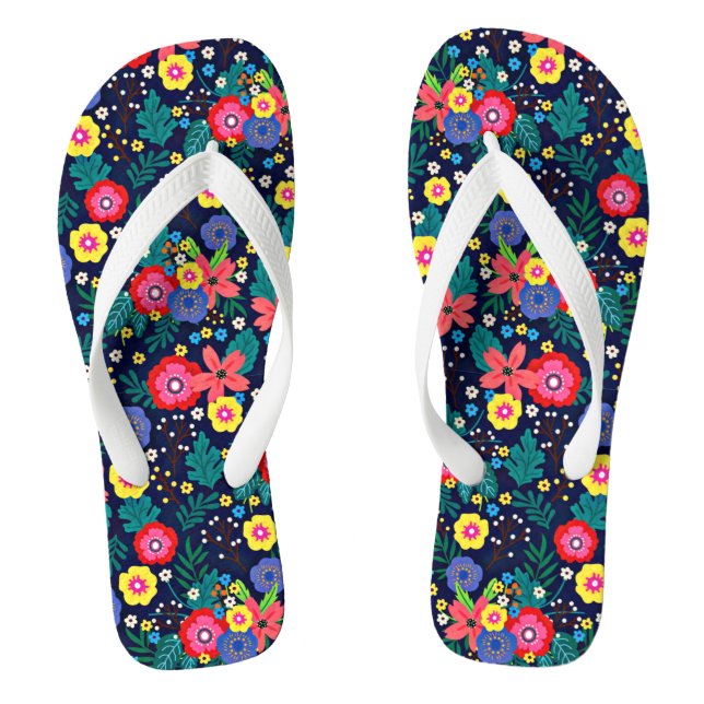 Decorative Flowers And Leaves Pattern-48675 Flip Flops (Footbed)